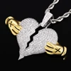 Holding broken heart pendant+rope chain