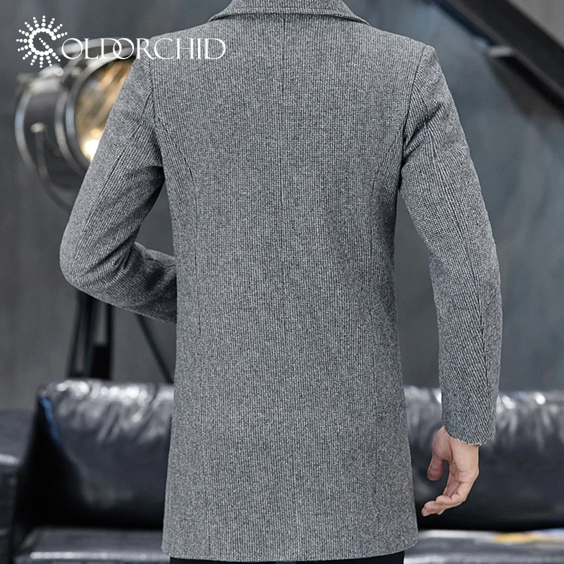 Fashion Medium Style  Gray  Winter Overcoat Men Slim Fit Jacket Wool Coat