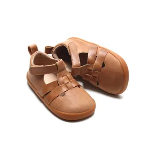 Babyhappy Mix Sizes Colorful Ergonomic Rubber Soles Shoes Barefoot Fancy Leather Kids Sandals