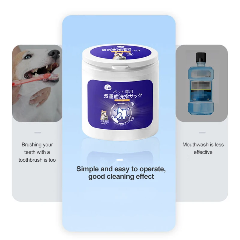 Pet tooth cleaning wet towel double tooth cleaning finger cover cat oral cavity dog tooth cleaning fresh breath products