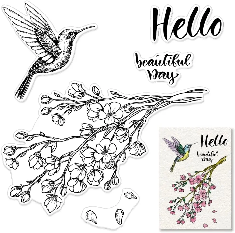 Цветочный фон прозрачные штампы птица прозрачная резина силиконовая печать с чувством слова для изготовления открыток сделай