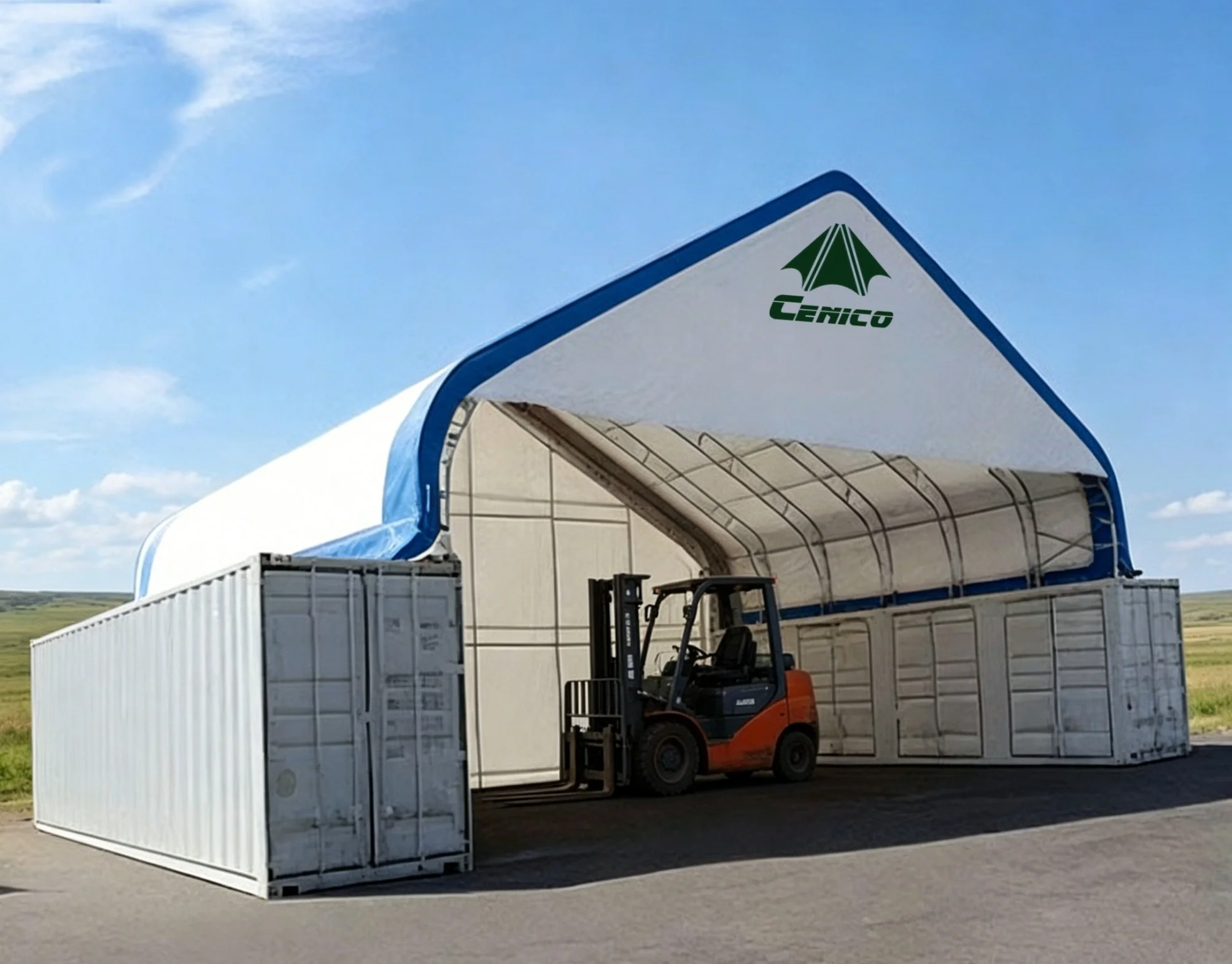 Double Truss Peak Style Container Shelter ,  Double Truss Container Canopy, Container Tent