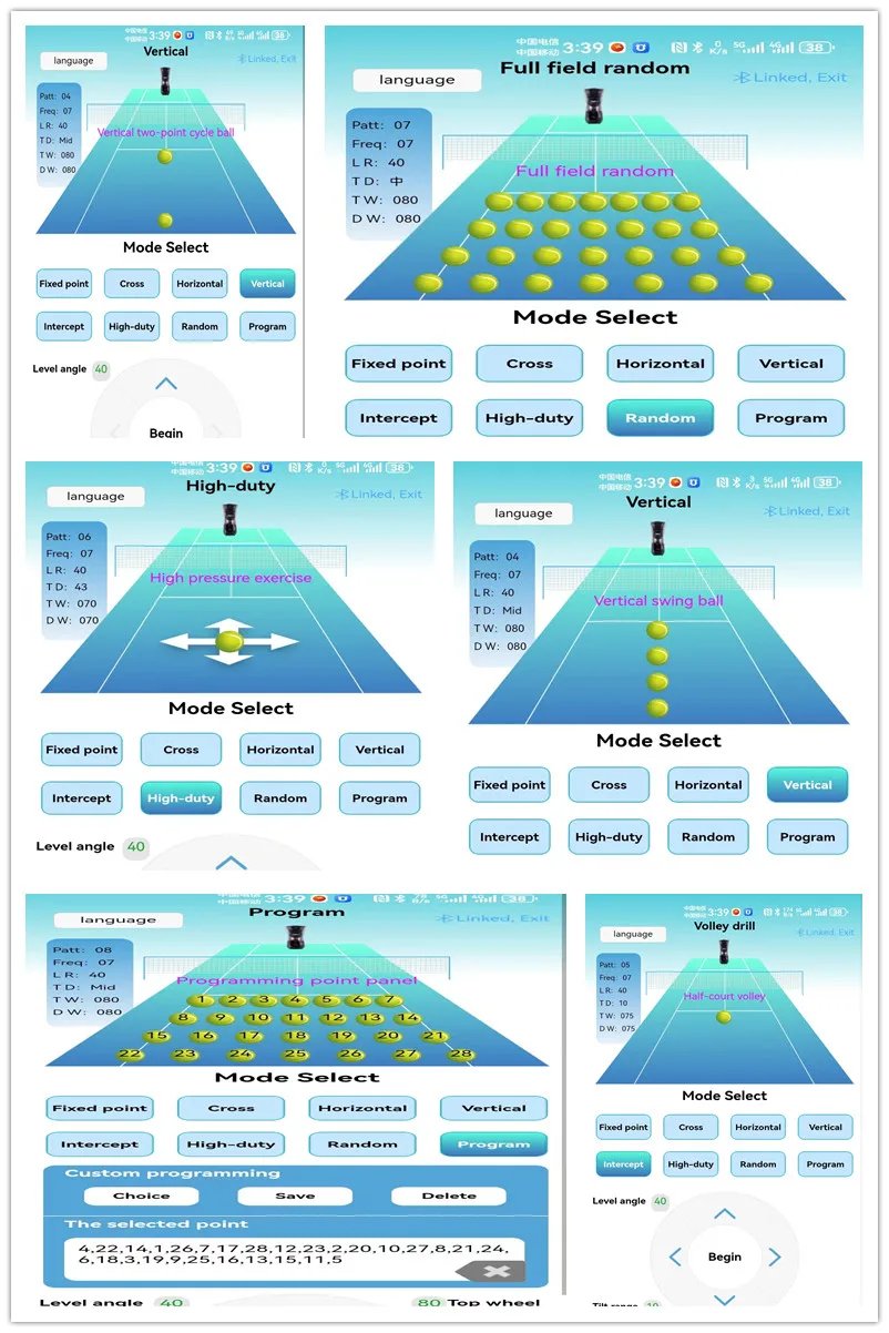 Customs tennis ball practice feeding machine auto portable step training Launch practitioner tennis ball machine with app details