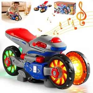EPT New Design Children's Music Electric Rotary Universal Kids Toy Motorcycle Colorful Lights Electric Car Toy
