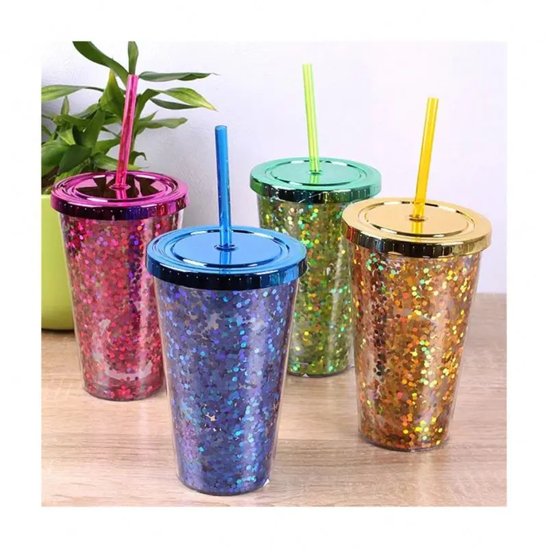 Sparkle Tumblers Premium Plastic Cups with Lids Straws