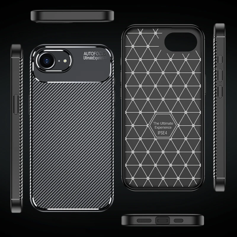 Laudtec Simple Business Phone Cover For Iphone 16e Carbon Fiber Texture Case Shockproof Protective Shell Lightweight Back Sjk998