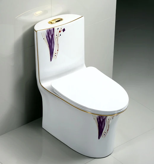 Luxury Modern Colorful Sanitary Wc One Piece Ceramic Purple Color Pattern Toilet