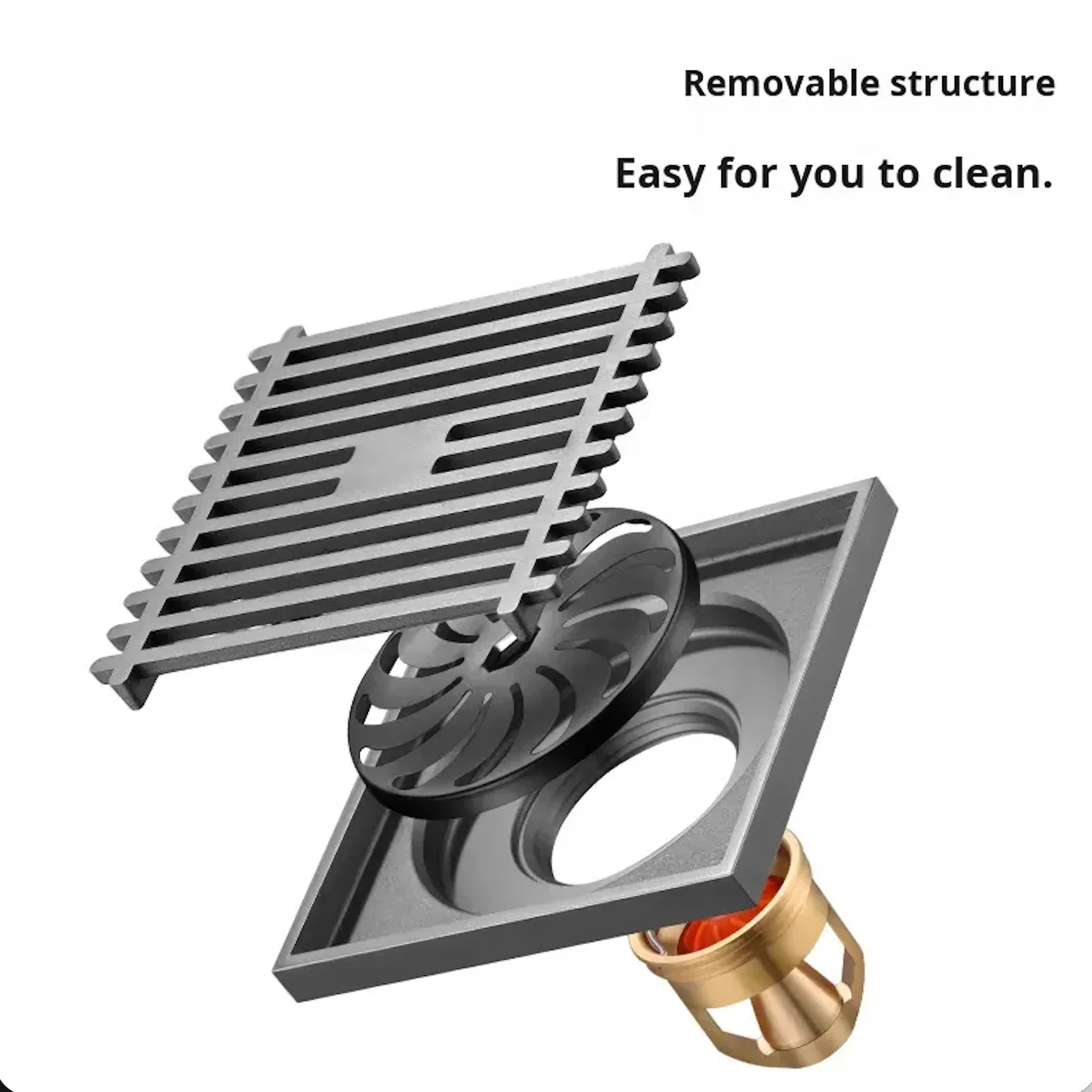 All-Brass Deodorizing Filter Floor Drain Magnetic Levitation Modern Design Hotel Use Bathroom Large Capacity 4 Inch Easy 5 Year