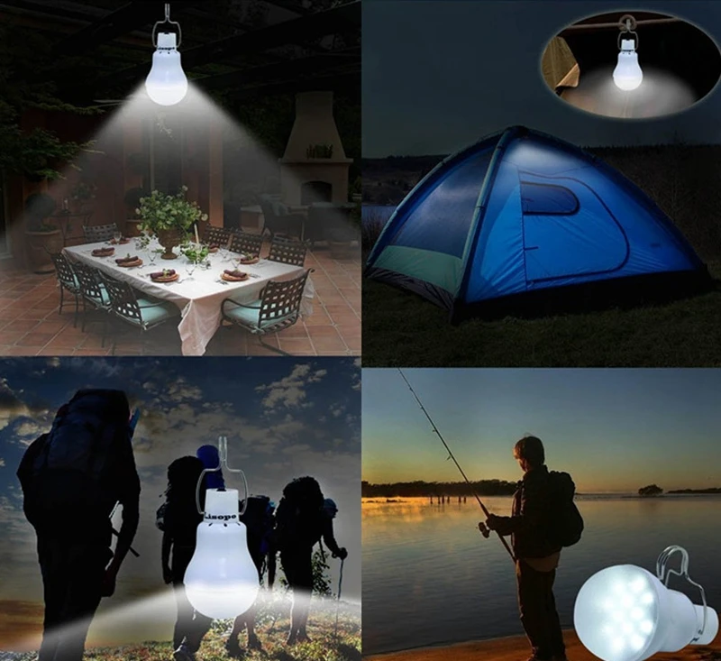 Promotion Solar Powered Led Light Bulb Portable Led Solar Lamp Spotlight for Outdoor Hiking Camping Tent Fishing Lighting