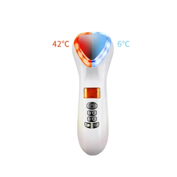 Hot Cold Photon LED Light Skin Care Face Tighten Home Use Portable Beauty Instrument Facial Lifting Massage