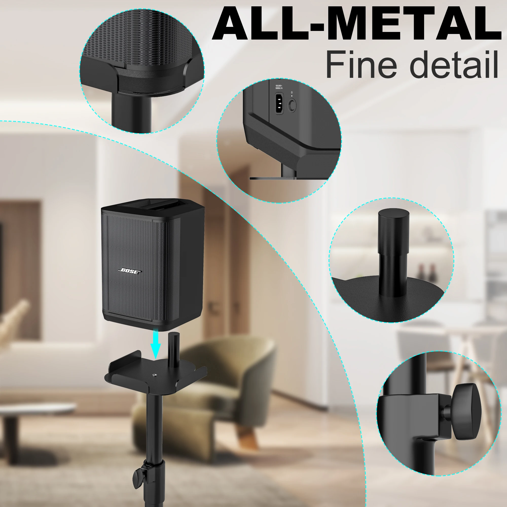 2 Pack Height Adjustable Speaker Stands For Bose S1 Pro/Bose