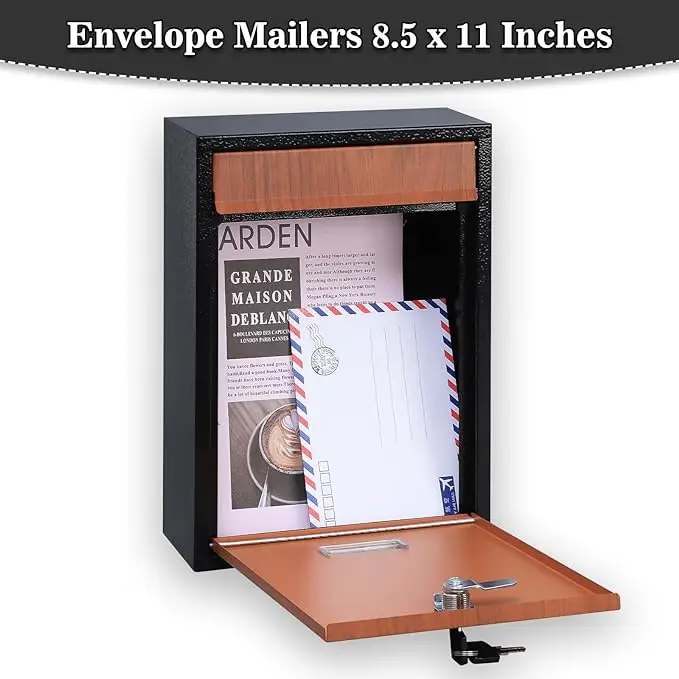 Metal Wall Mounted Mailbox with Plastic Plate Name Plate on Mailbox Home Garden Outdoor Letter Box