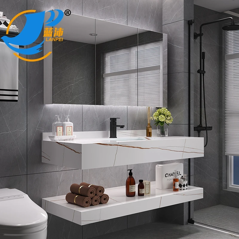 Mueble baño lavabo,Gabinete de tocador de baño con conjunto combinado de  lavabo, conjunto de lavabo de tocador de baño montado en la pared Fregadero