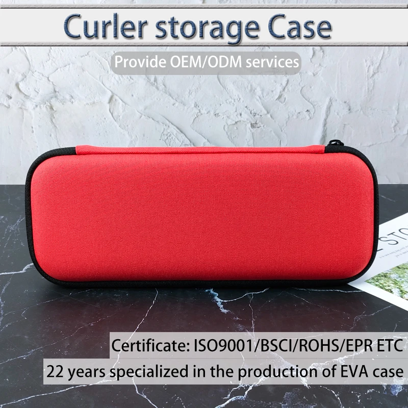 Popular Automatic Curling Iron Handbag Red Curler Storage Bag EVA Hair Tool Case With Elastic Bag factory