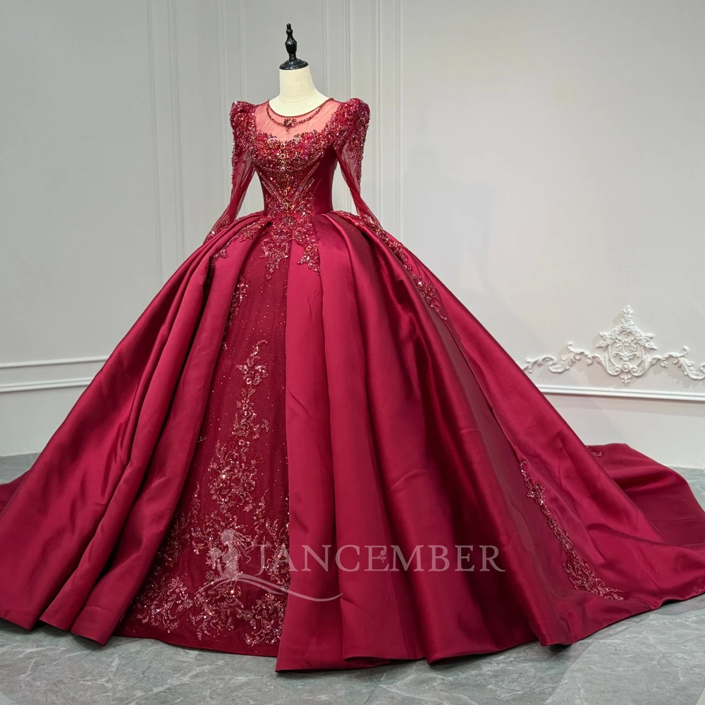 burgundy wedding dress for bride Burgundy Wedding Dresses Lace Off Shoulder Ball Gown – alinanova main image 0