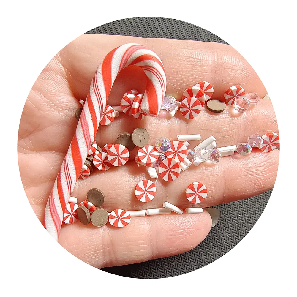 Simulation Candy Cane Slime Charms Cute Set Resin Charms Mixed Assorted Candy Sweets Resin for Diy Slime and Craft Making 1 Bag