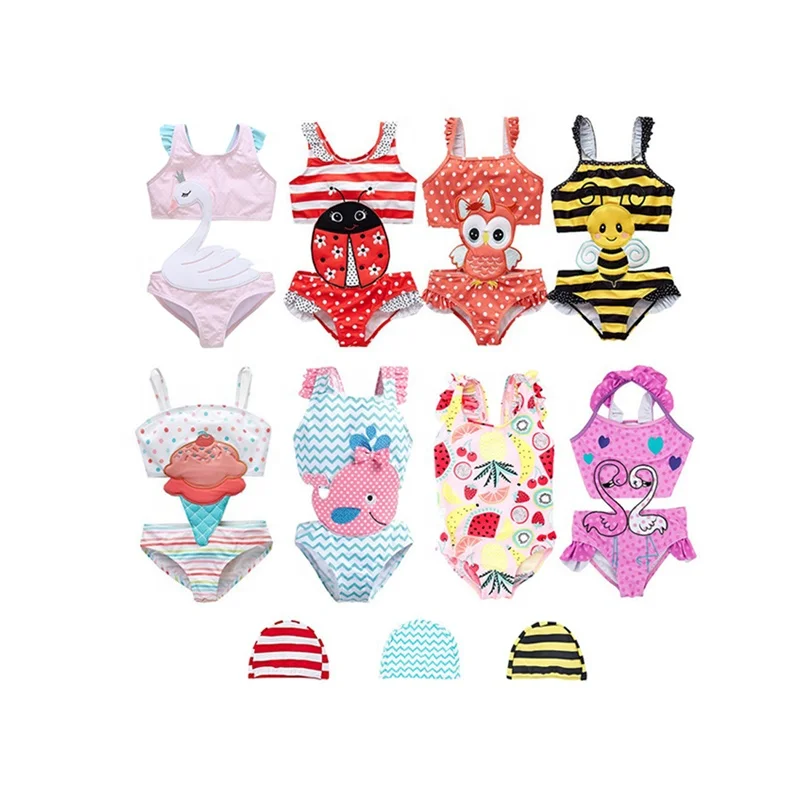 Купальник для девочек на заказ, детская цельная шапка, детский купальник с оборками и лямками, детский купальный костюм с принтом