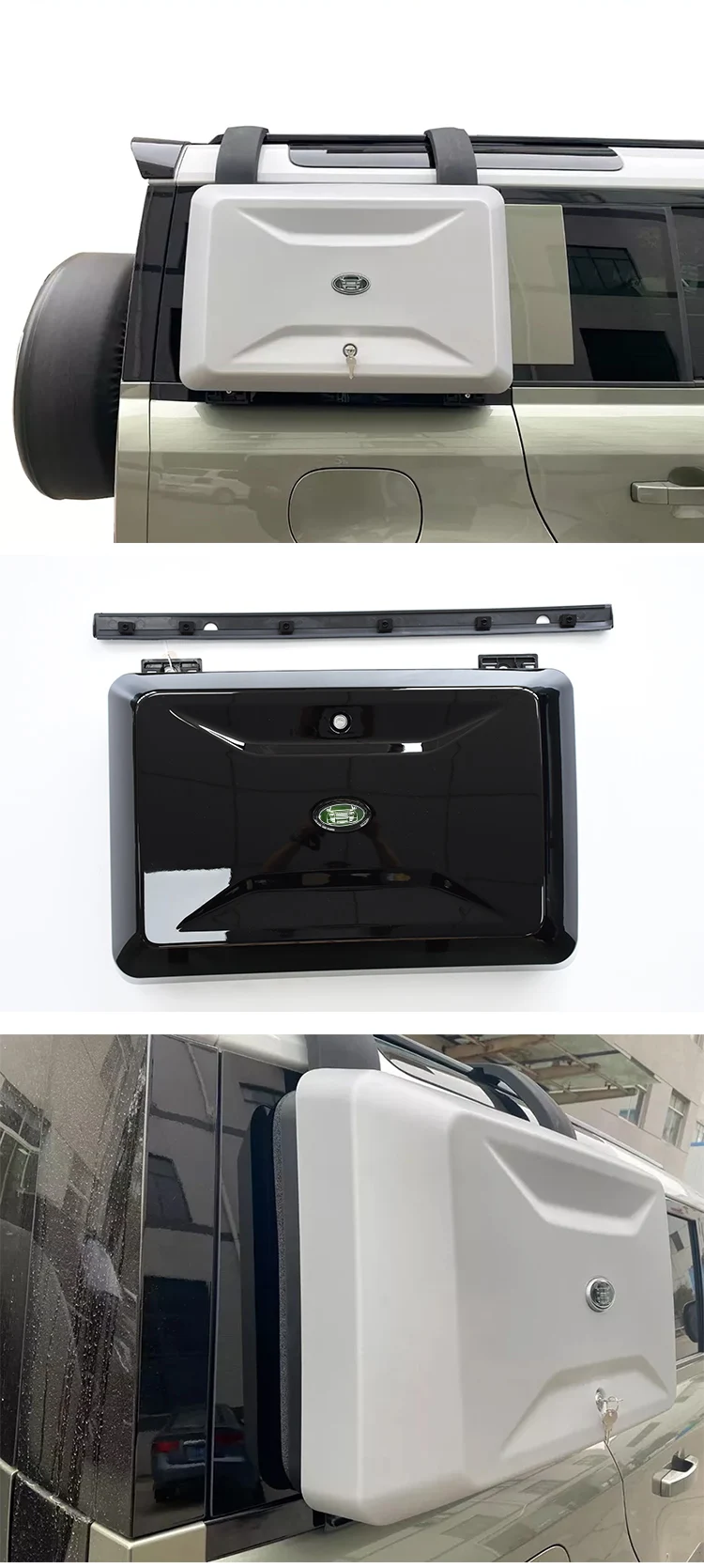 White or Black External Side Tool Equipment Box Hanging Roof Side Bag for Land Rover Defender Roof Gear 90 110 manufacture