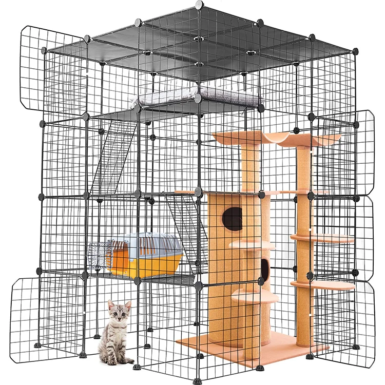 Level Brightness Large Cat Cage, 4-Tier Indoor Cat Enclosures, DIY