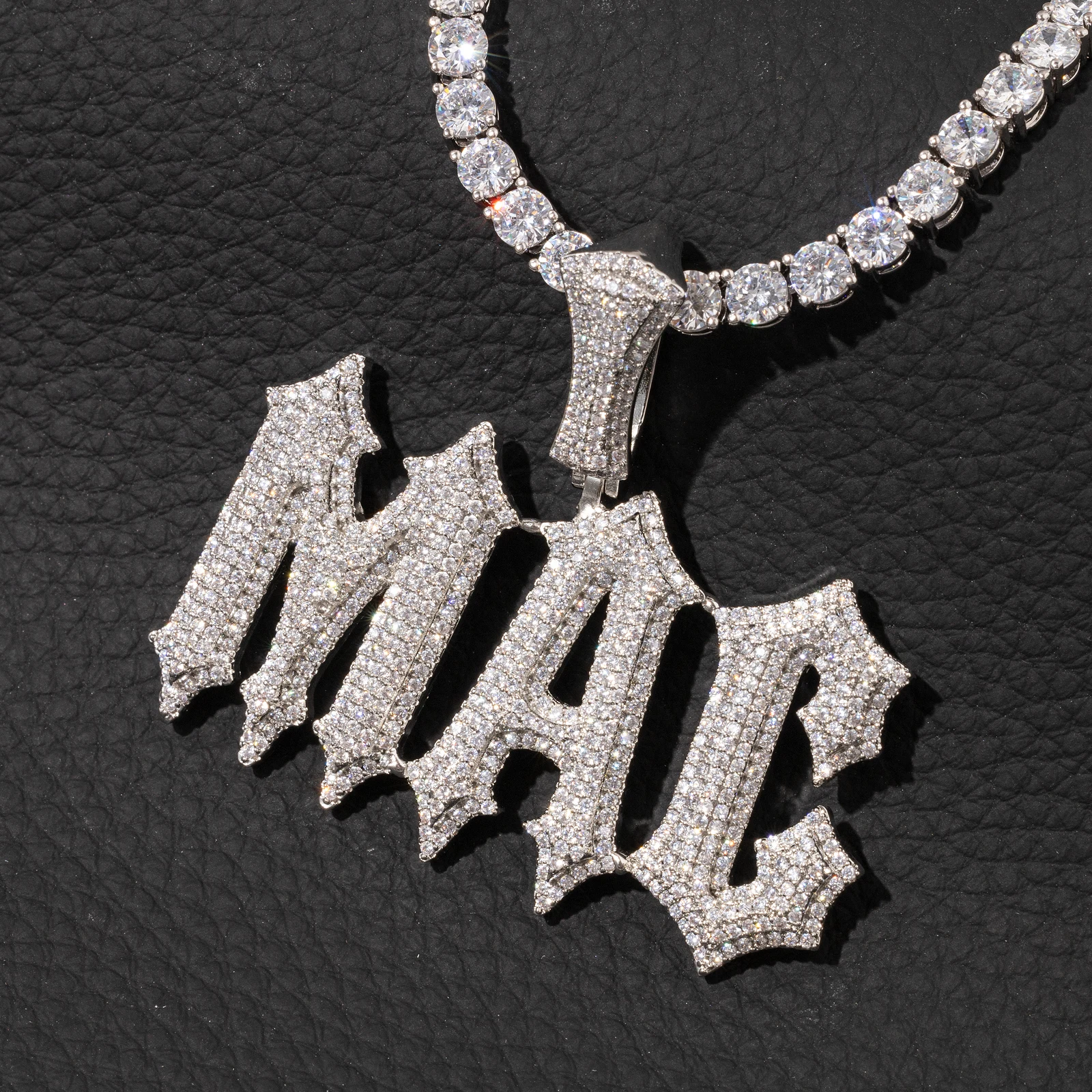 Top Icy Hip Hop Retro Style  Custom Necklace Personalized Name Double Layer CZ Bling Name Pendant Chain for Men