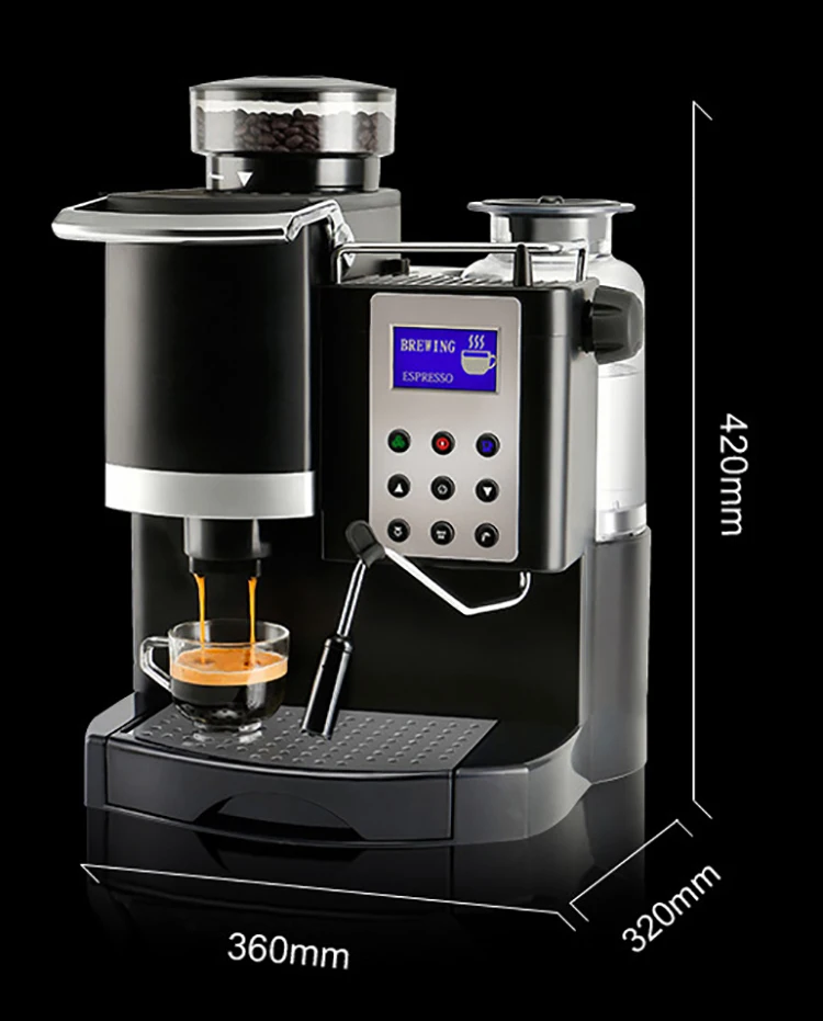 Cafetera Eléctrica 3 En 1 Con Pantalla Lcd,Máquina De Café Con Molinillo De  Café Y Espumador De Leche,1.2l,1200w - Buy Leche De Café Té,Café Grande  De,Café Product on Alibaba.com