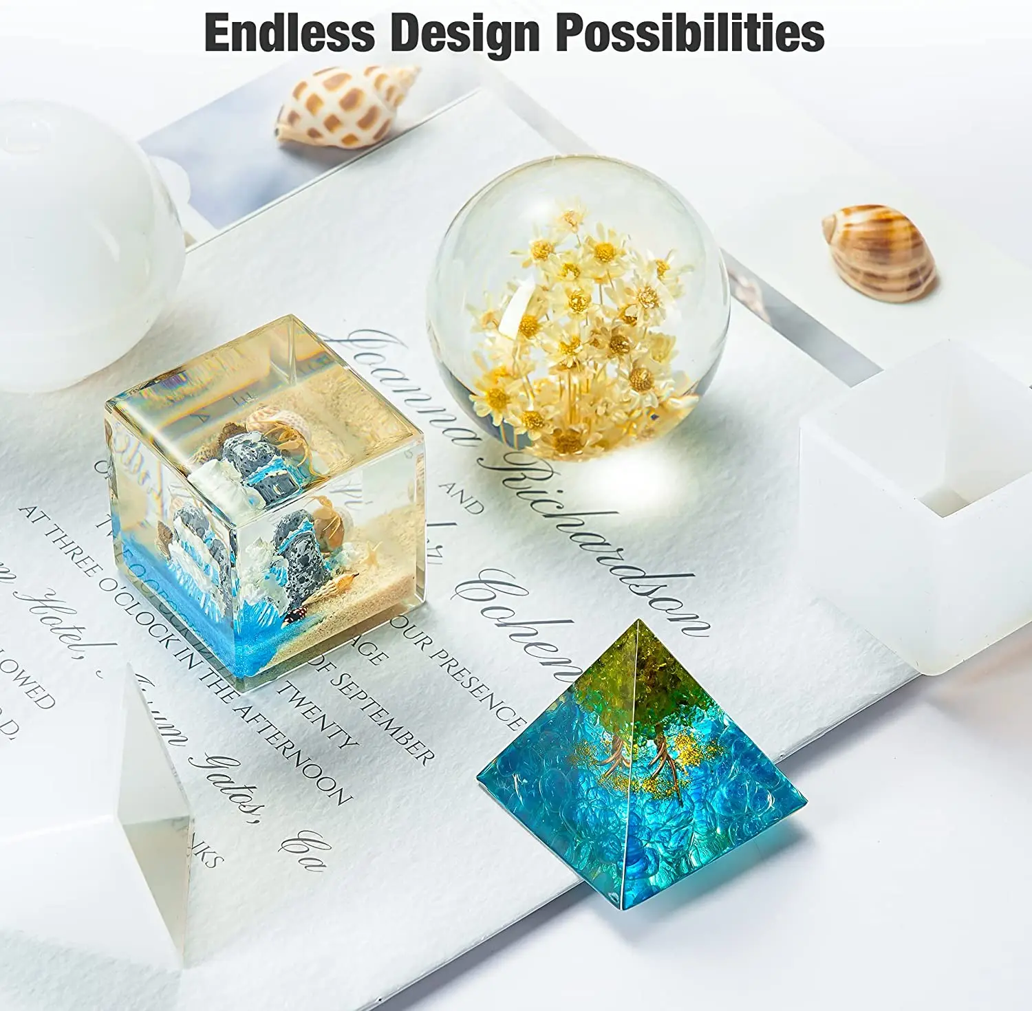 8 In 1 Large Resin Molds Silicone Kit For Epoxy Resin Flowers