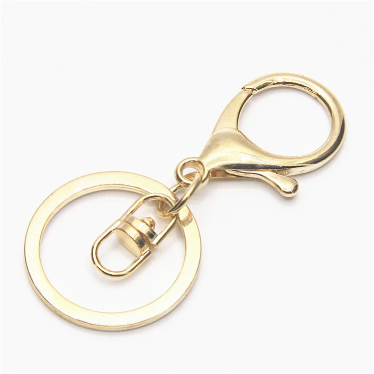 Factory Price 30mm Key Chains Key Rings Round Gold Silver Color Lobster ...
