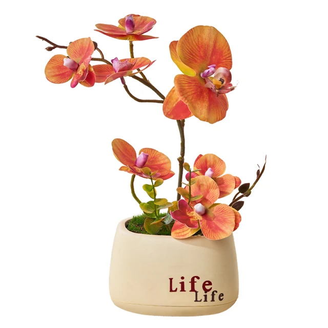 New Design Phalaenopsis orchid flower vase pots artificial flowers for home decoration