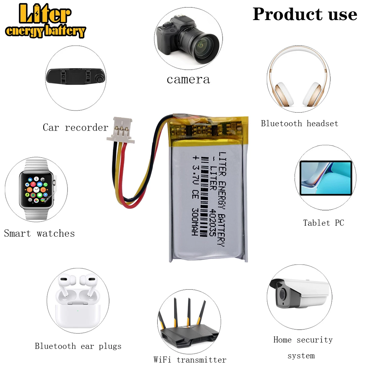 402035 Lithium Polymer LiPo Battery for 70mai Dash Cam YI Mini Dash Camera  300mAh