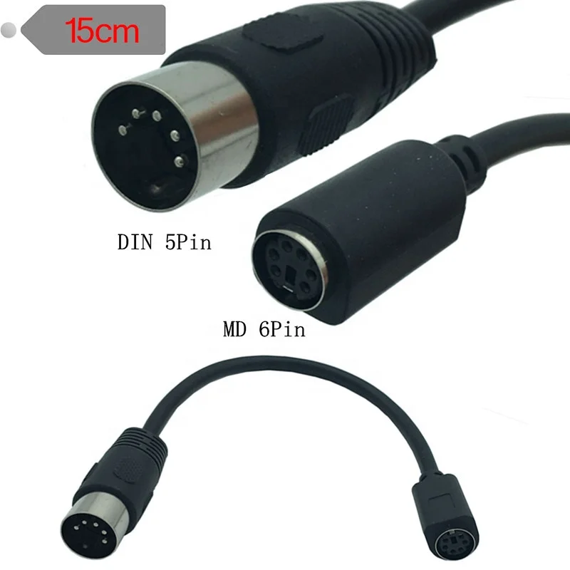 PS2 DIN 5Pin to MD 6Pin Female Cable Adapter Keyboard and Mouse Transmission Cable