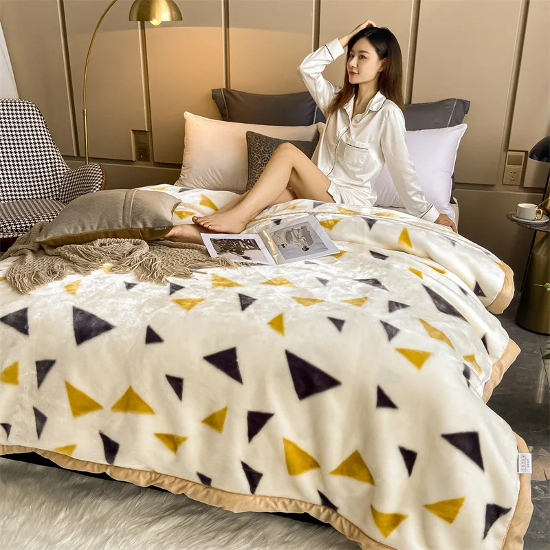 Double Thick Chunky Soft Fleece Plush Bed Blanket Thicker And Warming