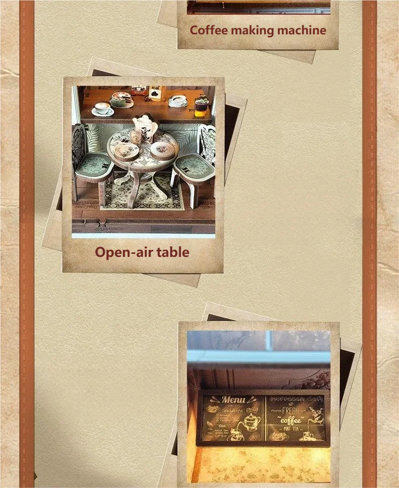 product coffee house doll houses 3d wooden puzzle ce certified eco friendly miniature architecture book nook-8