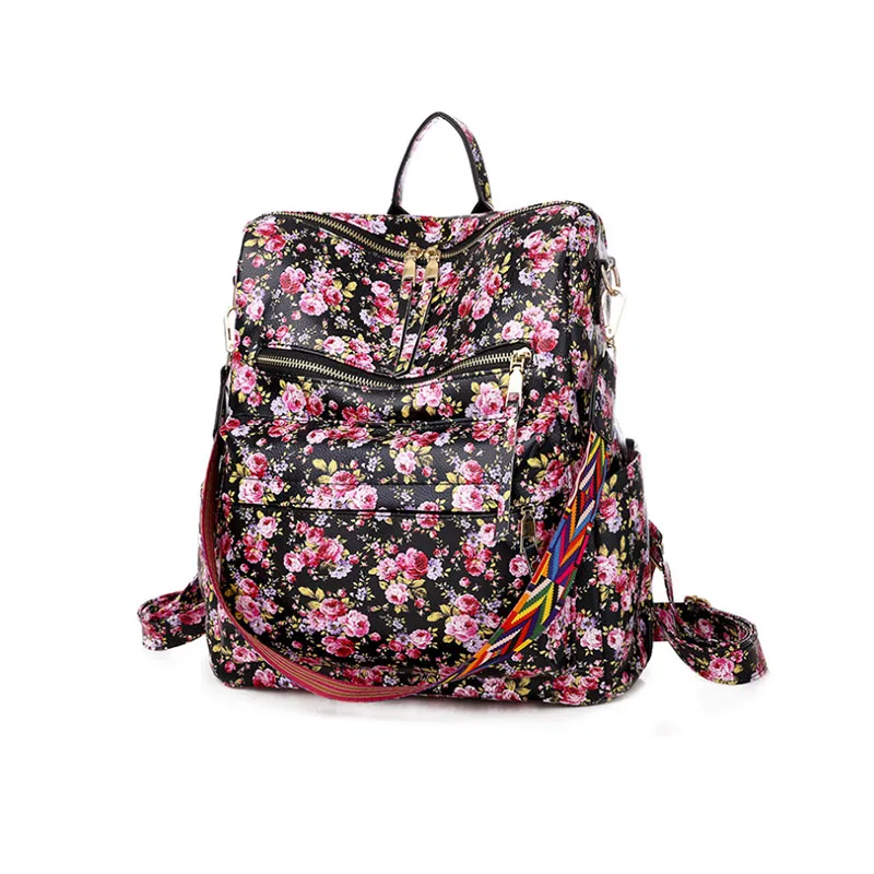 Women Backpack Personalized Zipper Women Monogrammed Retro Leopard PU Leather Backpack