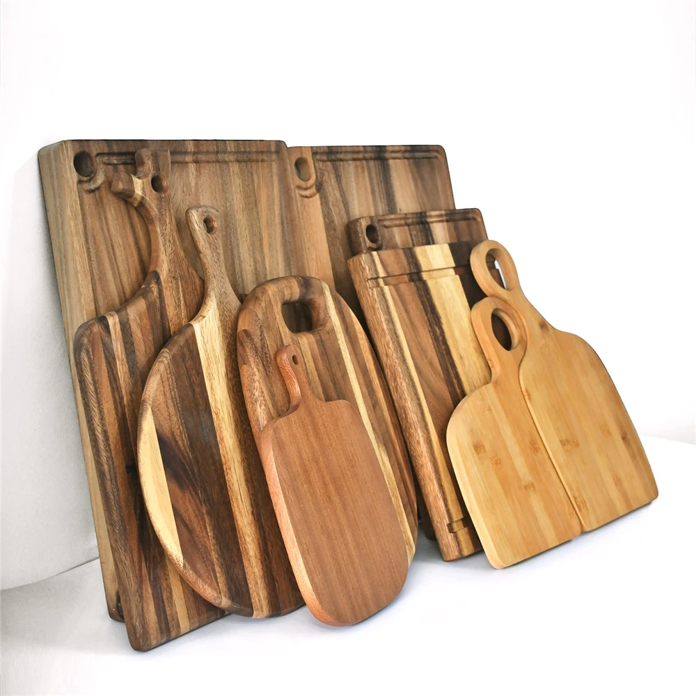 Лидер продаж, разделочная доска из дерева акации, овощей, Бамбуковая разделочная доска, деревянная доска для завтрака для кухни