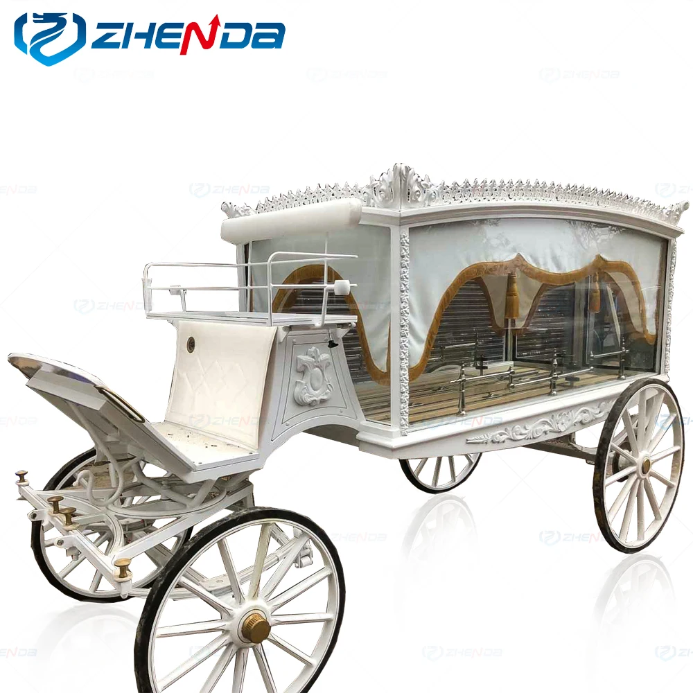 馬に描かれた葬儀の心/馬車シルバーガラスで覆われた棺馬車