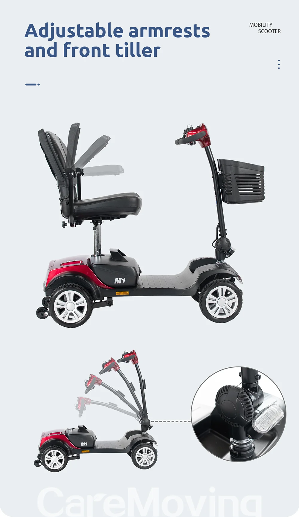 Factory Price 200W-500W mobility scooter elderly mobility scooters electric 4 wheel with 7'' 9'' 10'' 13'' wheels supplier