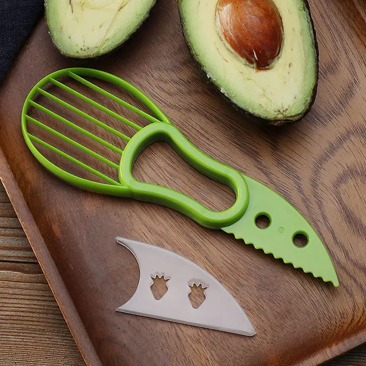 3 In 1 Avocado Slicer Shea Corer Butter Fruit Peeler Cutter Pulp Separator  Plastic Knife Kitchen