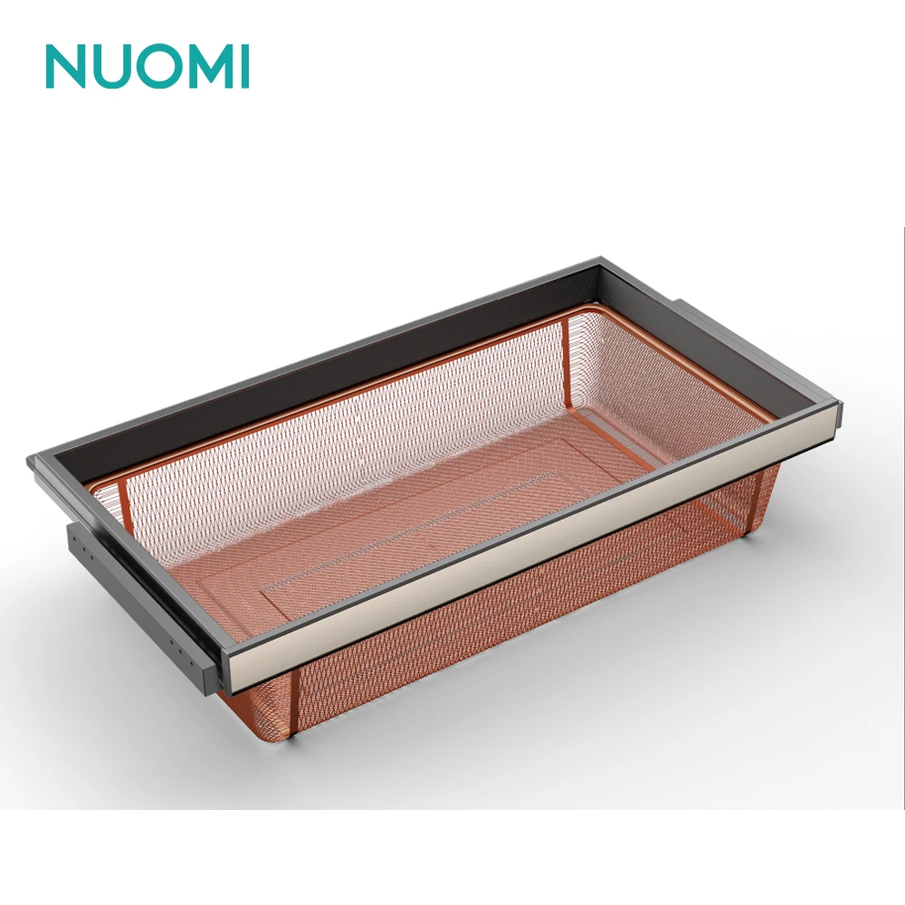 NUOMI JADE Series Wardrobe Bedroom Accessories China Factory Soft Closing Wardrobe Leather Basket