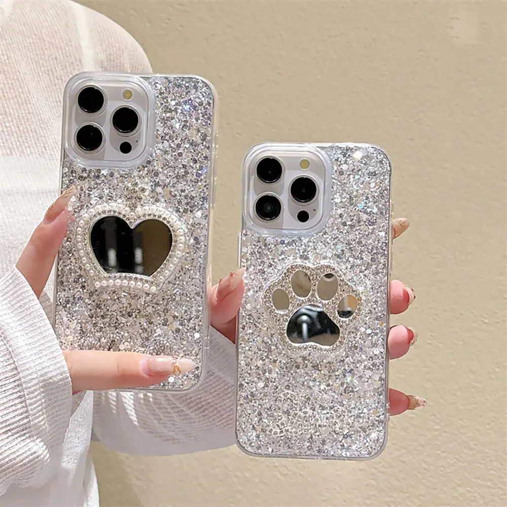 Laudtec Sjk763 Mirror Phone Case Bling High Quality Shell Anti Fall Anti-Fingerprint For Iphone 16 15 14 13 12 11 Plus Pro Max