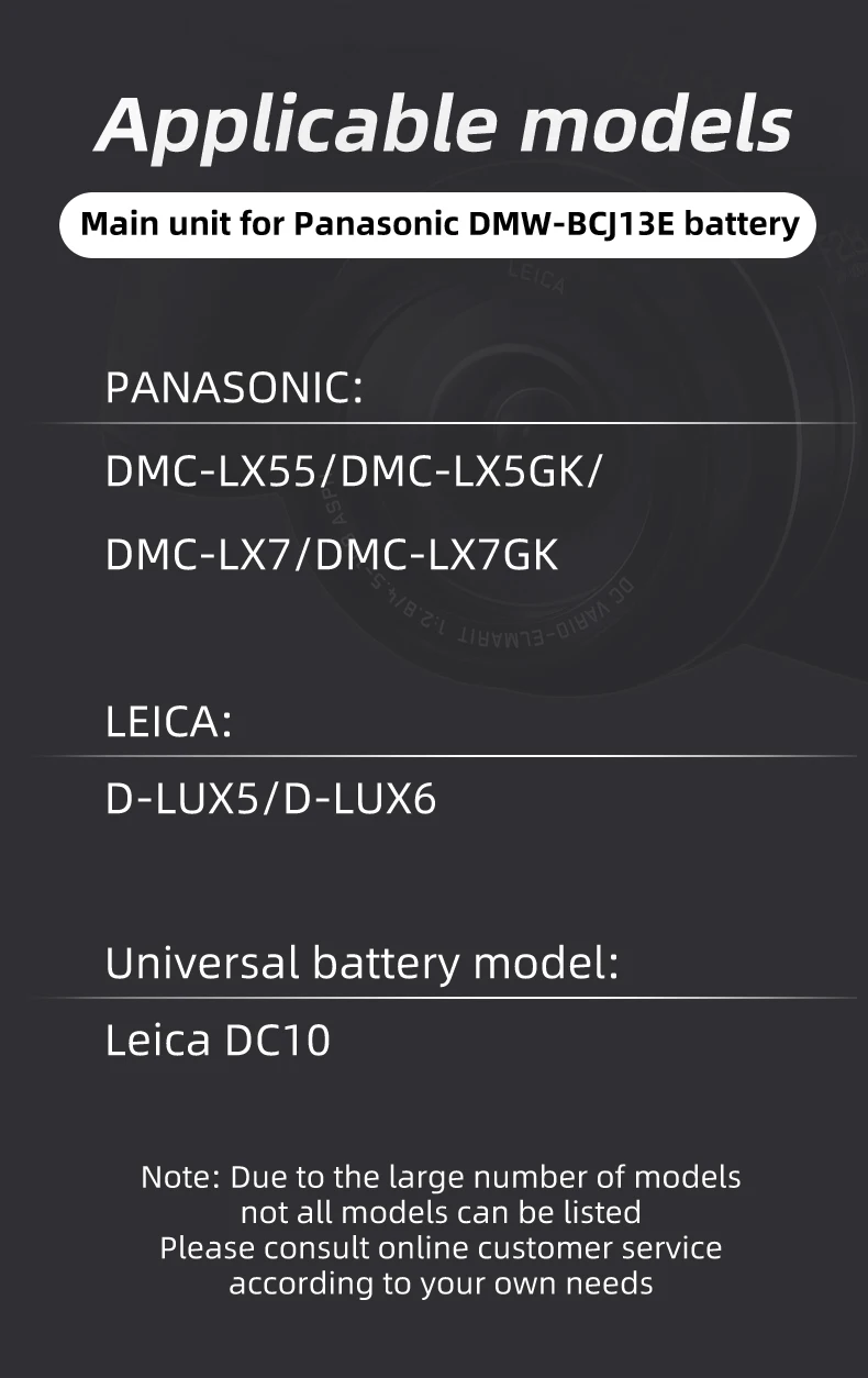 DMW-BCJ13E Li-ion Battery BCJ13E for Panasonic DMC-LX5 DMC-LX7 DMC-LX5GK DMC-LX7GK Camera Replace DMW-BCJ13PP factory