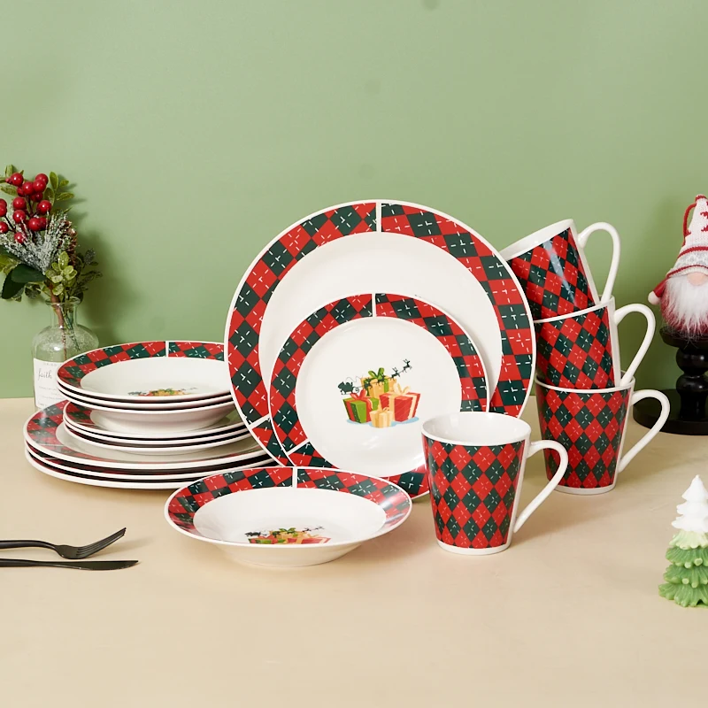 Premium Ceramic Dinnerware Set Christmas Tableware Trendy Modern Design Perfect As a Gift for Home Chefs & Restaurants