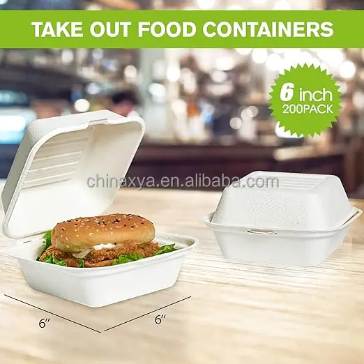 Customizable 5inch/6inch MFPP Mineral Plastic Hinged Clamshell Food Container Stamped Logo Disposable Take Away Box supplier