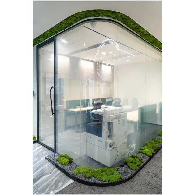 Modern office glass partition curved tempered glass indoor office