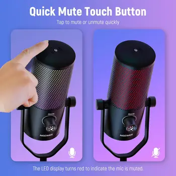 NEEWER USB Gaming Microphone with RGB Light Effect, Plug & Play One Click Mute & Gain, for PC Mac PS4 PS5, Cardioid Condenser detail image