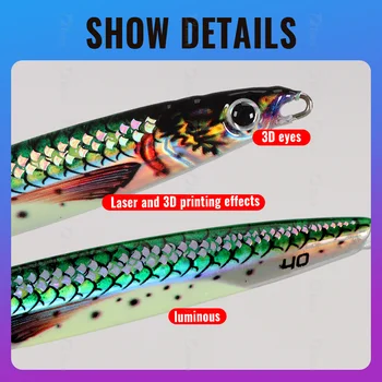 3D Printing 40G 60G 80G 100G 120 150G 200G Fast Sinking Jigging Fishing Lure Saltwater Jig Metal Deep Sea Lures Tuna Fishing – Metal Jig – view 5