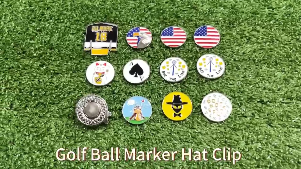 Custom Design Golf Ball Marker Metal Golf Ball Marker Hat Clip