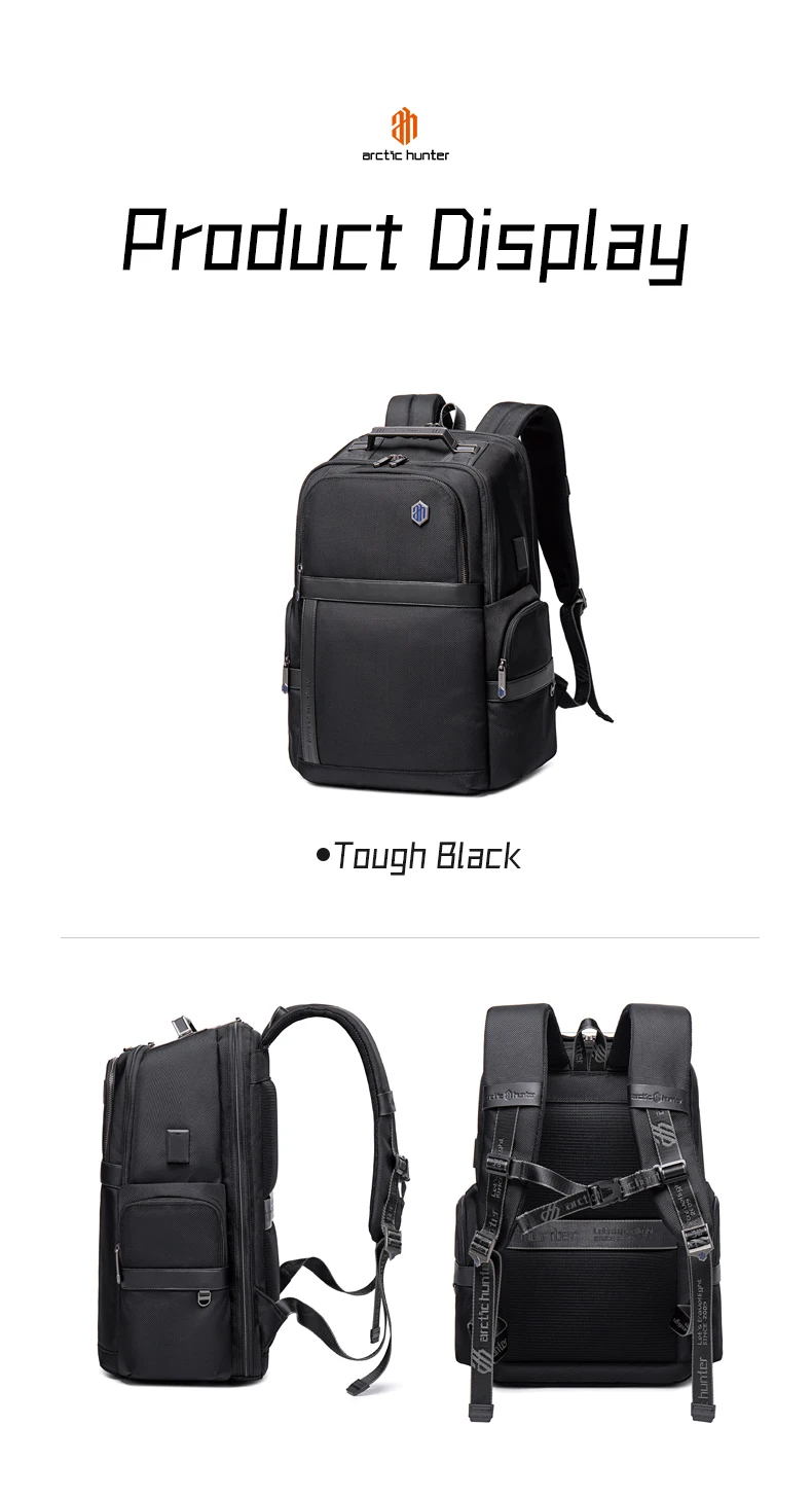 arctic hunter Premium Aluminum Handle Business Backpack Travel Vegan Microfiber Leather Anti Theft USB Men Bags Laptop Backpack