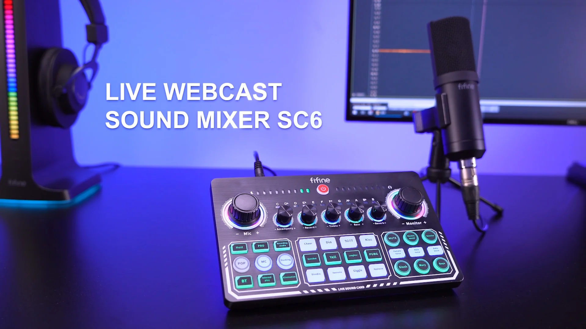 Fifine Ksh1 Audio Mixer Sound Card Soundcards Audio Sound Cards Podcast