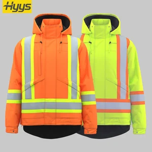 Safety Hi Vis Winter Workwear Jackets Traffic Roadway Work Clothes with Reflective Strips Custom High Visibility Work Uniforms