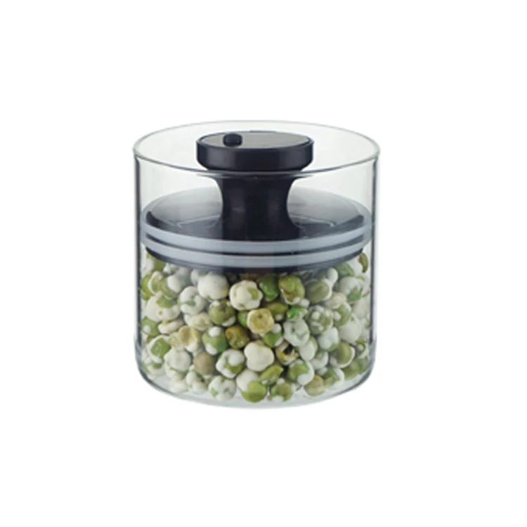 EasyLife Single Glass Jar 700ml with Silicone Seal Vacuum Storage Jar Black Lid Glass Vacuum Jar